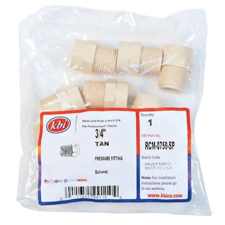 Kbi RCM-0750-SP CPVC Male Adapter  0.75 in.  Bg-10 4486619